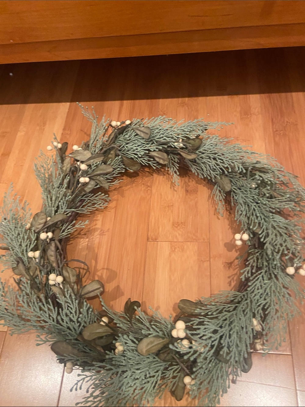 Neutral Green Holiday Wreath with Berries - Home Holiday